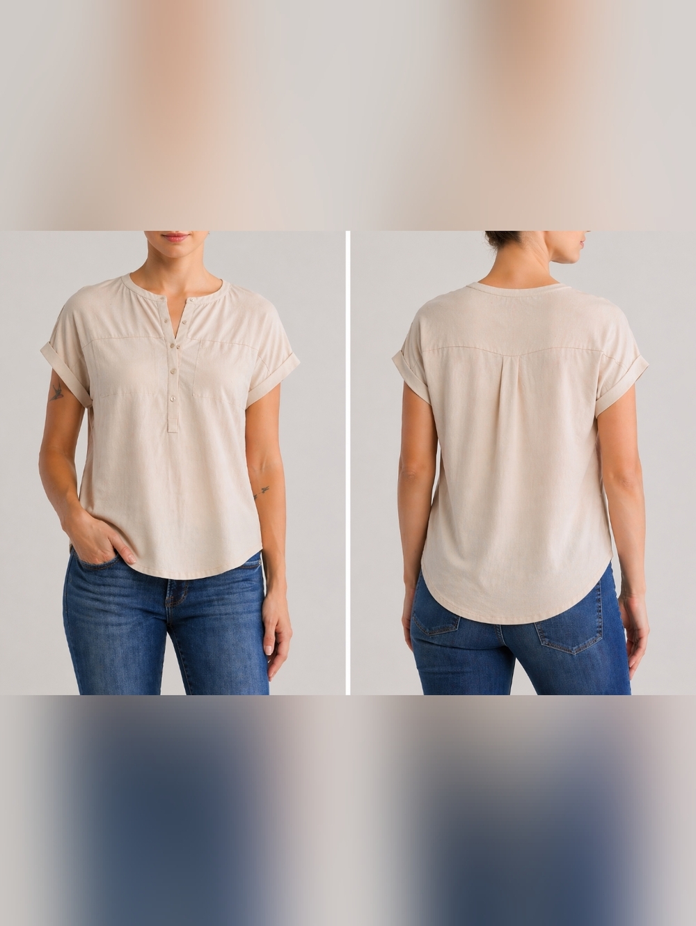 Lucky Brand Light Tan Short Sleeve Top